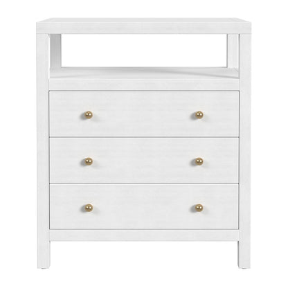 Nora 27 in. W Wood 3 Drawer Tall Nightstand with Shelf, Textured White