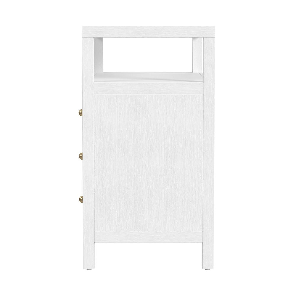 Nora 27 in. W Wood 3 Drawer Tall Nightstand with Shelf, Textured White