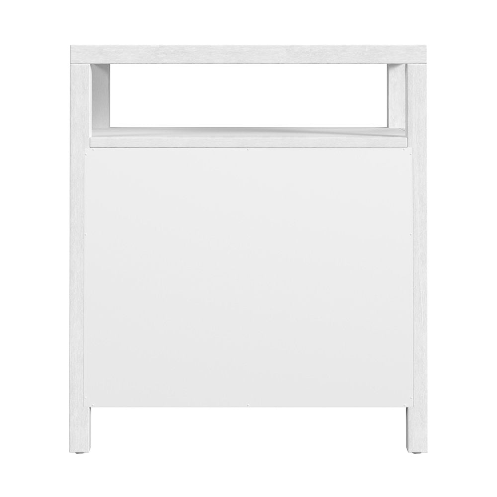 Nora 27 in. W Wood 3 Drawer Tall Nightstand with Shelf, Textured White