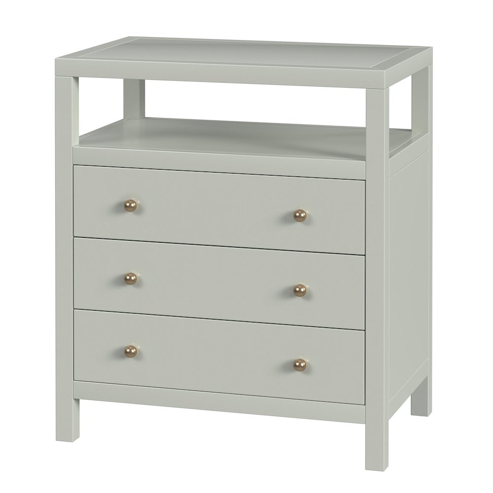 Nora 27 in. W Wood 3 Drawer Tall Nightstand with Shelf, Sage Green