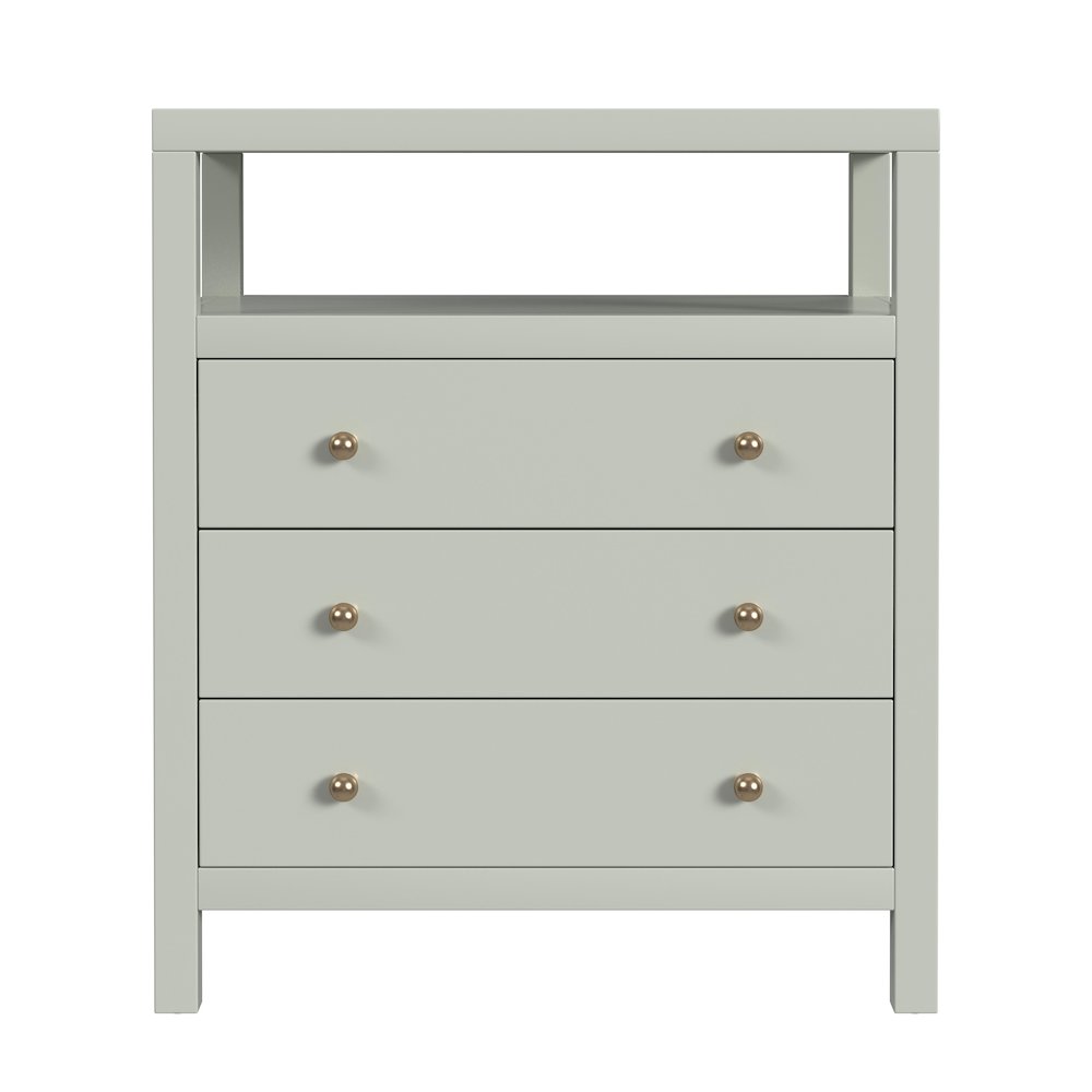 Nora 27 in. W Wood 3 Drawer Tall Nightstand with Shelf, Sage Green