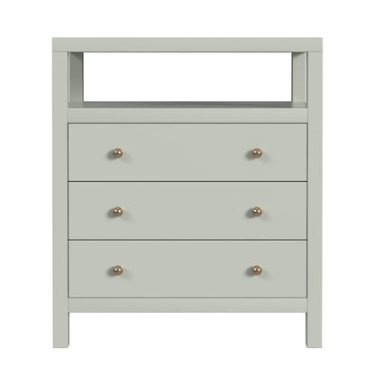 Nora 27 in. W Wood 3 Drawer Tall Nightstand with Shelf, Sage Green