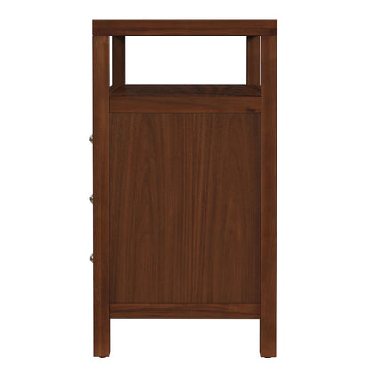 27 in. W Rectangular Wood 3 Drawer Tall Nightstand with Open Shelf on Top