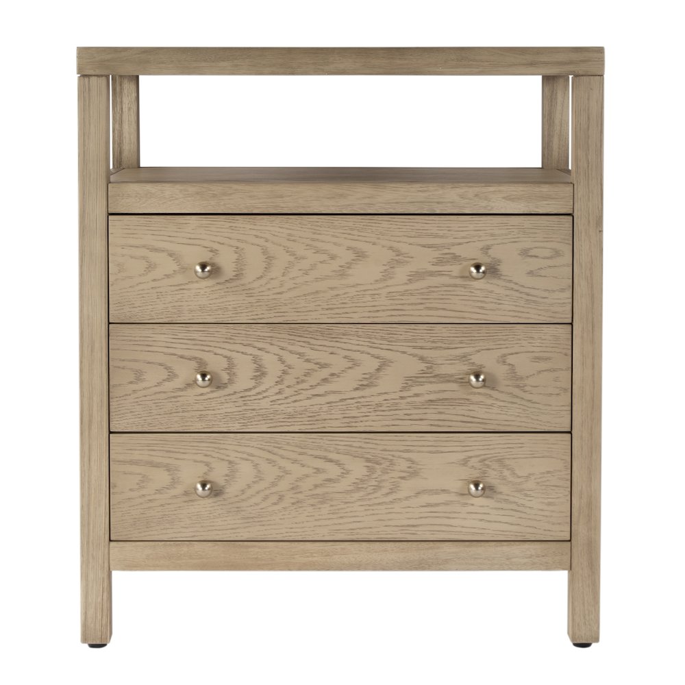 27 in. W Rectangular Wood 3 Drawer Tall Nightstand with Open Shelf on Top