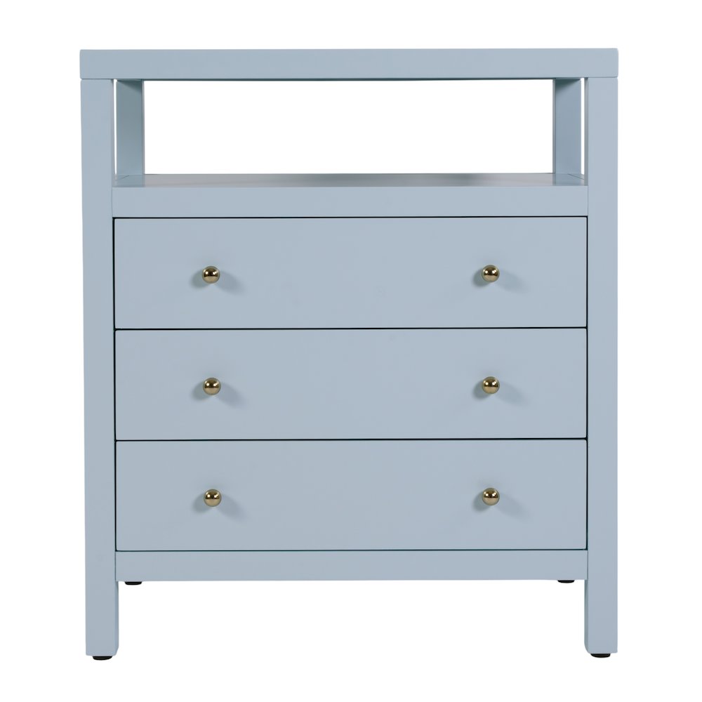 Nora 27 in. W Wood 3 Drawer Tall Nightstand with Shelf, Light Blue