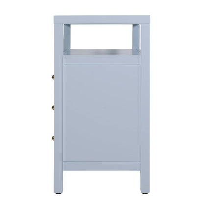 Nora 27 in. W Wood 3 Drawer Tall Nightstand with Shelf, Light Blue