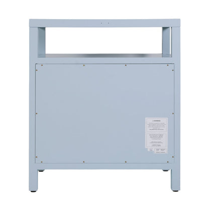 Nora 27 in. W Wood 3 Drawer Tall Nightstand with Shelf, Light Blue