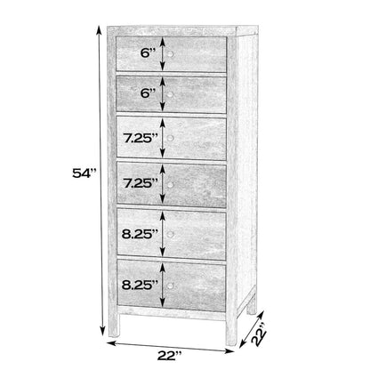 Nora 22 in. W Rectangular Wood 6 Drawer Lingerie Chest, Coffee