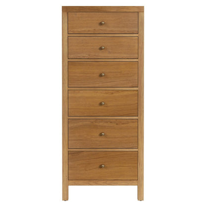 Nora 22 in. W Rectangular Wood 6 Drawer Lingerie Chest, Natural