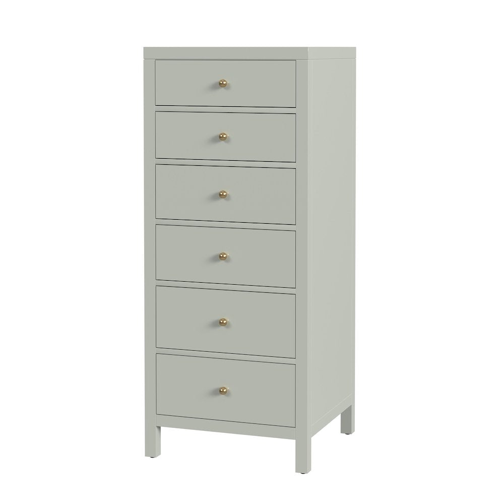 Nora 22 in. W Rectangular Wood 6 Drawer Lingerie Chest, Sage Green
