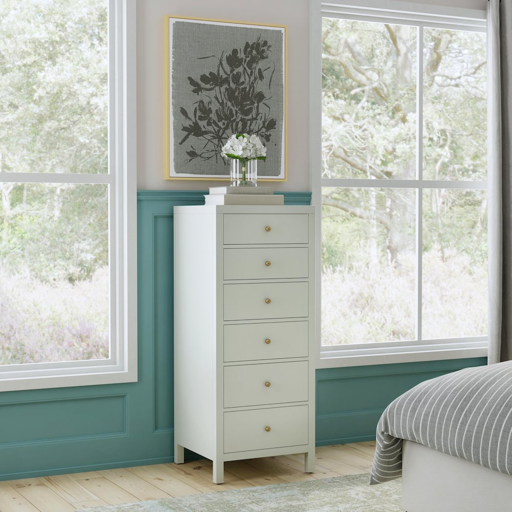 Nora 22 in. W Rectangular Wood 6 Drawer Lingerie Chest, Sage Green