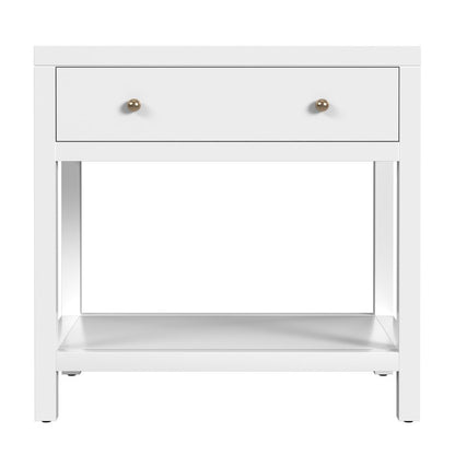 30 in. W Rectangular Wood 1 Drawer Wide Nightstand with Lower Open Shelf, White