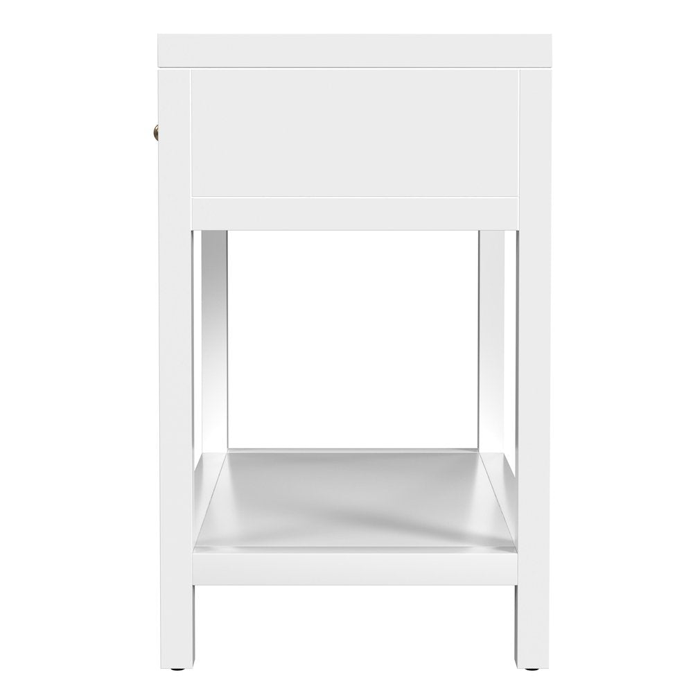 30 in. W Rectangular Wood 1 Drawer Wide Nightstand with Lower Open Shelf, White