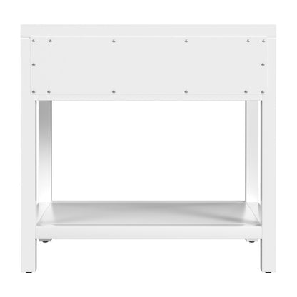 30 in. W Rectangular Wood 1 Drawer Wide Nightstand with Lower Open Shelf, White