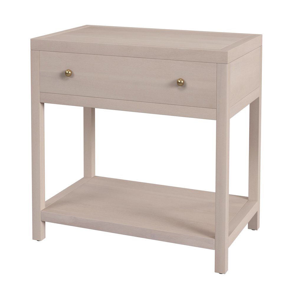 Nora 30 in. W Wood 1 Drawer Wide Nightstand with Shelf, Taupe