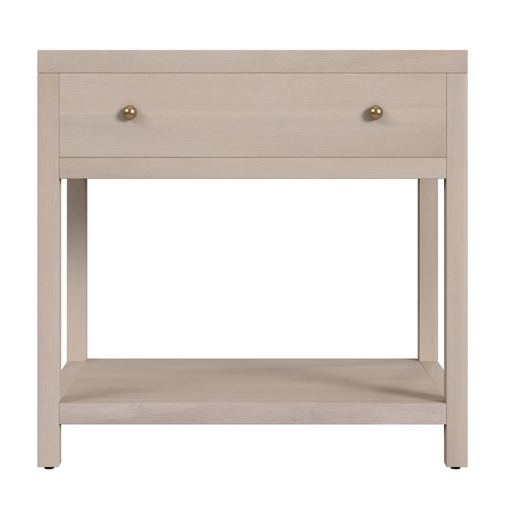 Nora 30 in. W Wood 1 Drawer Wide Nightstand with Shelf, Taupe
