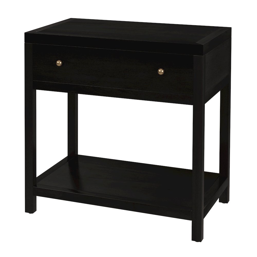 30 in. W Rectangular Wood 1 Drawer Wide Nightstand with Lower Open Shelf, Coffee