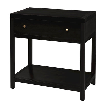 30 in. W Rectangular Wood 1 Drawer Wide Nightstand with Lower Open Shelf, Coffee