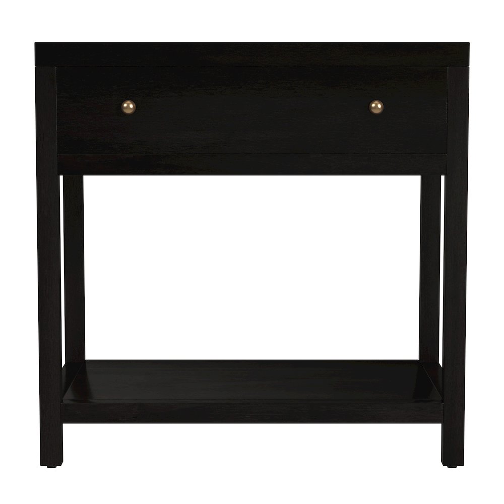 30 in. W Rectangular Wood 1 Drawer Wide Nightstand with Lower Open Shelf, Coffee