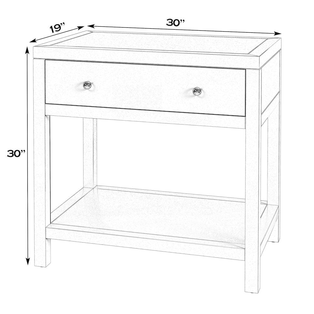 30 in. W Rectangular Wood 1 Drawer Wide Nightstand with Lower Open Shelf, Coffee