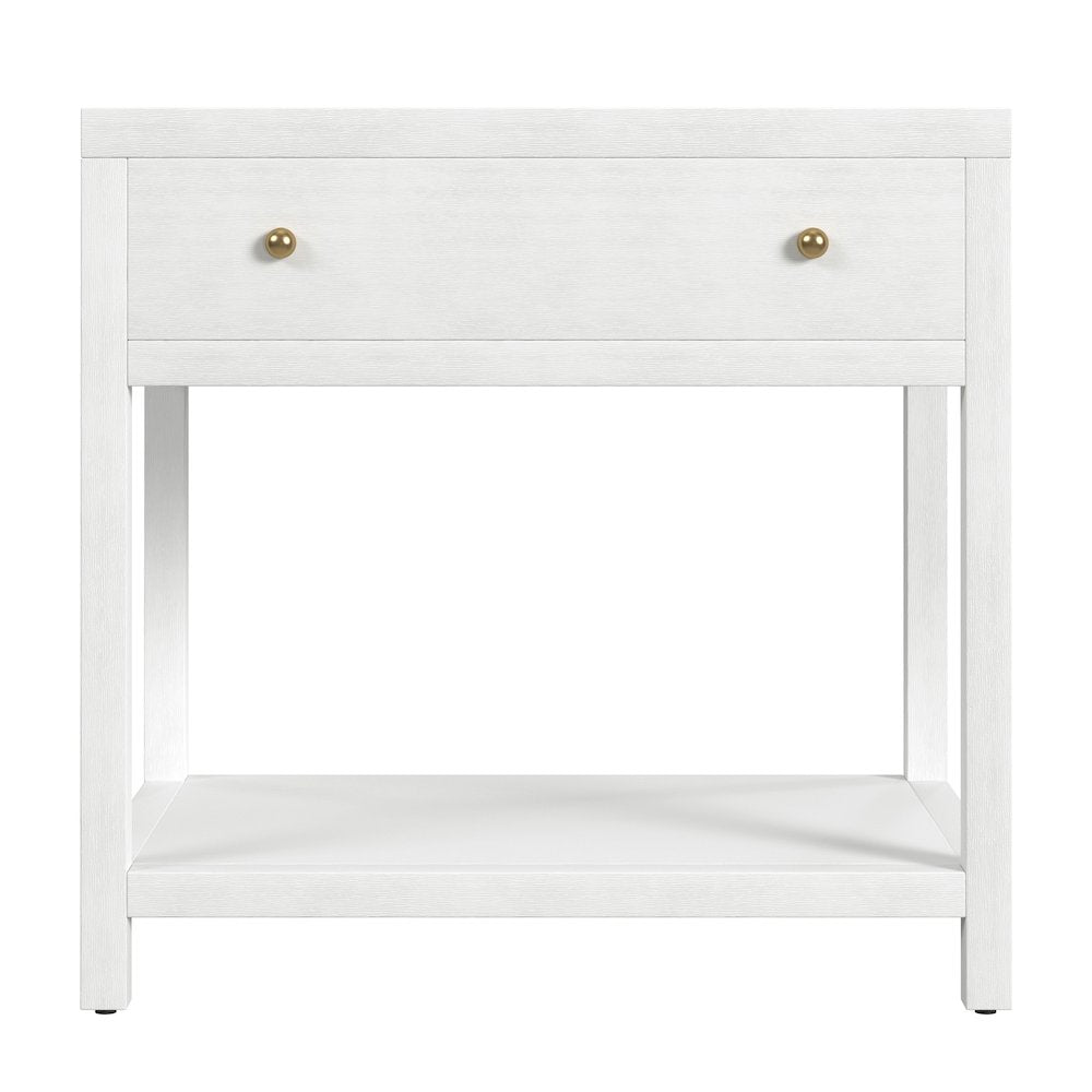 Nora 30 in. W Wood 1 Drawer Wide Nightstand with Shelf, White