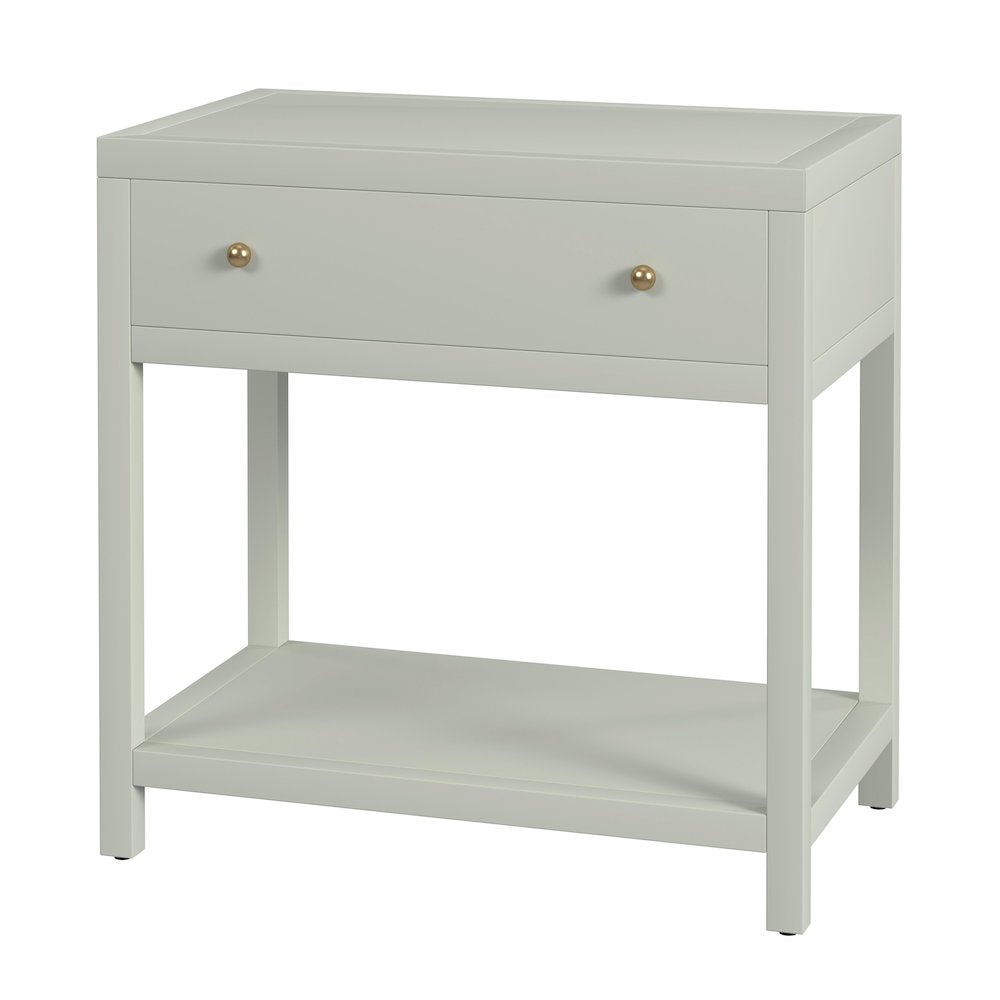 Nora 30 in. W Wood 1 Drawer Wide Nightstand with Shelf, Sage Green