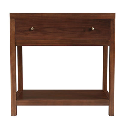 30 in. W Rectangular Wood 1 Drawer Wide Nightstand with Lower Open Shelf
