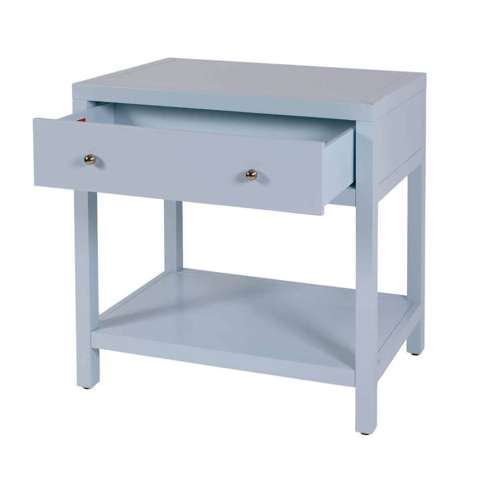Nora 30 in. W Wood 1 Drawer Wide Nightstand with Shelf, Light Blue