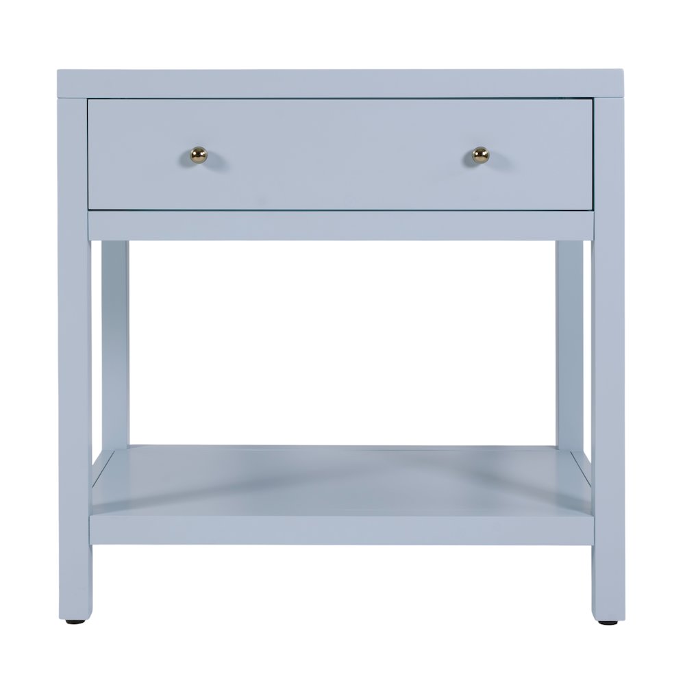 Nora 30 in. W Wood 1 Drawer Wide Nightstand with Shelf, Light Blue