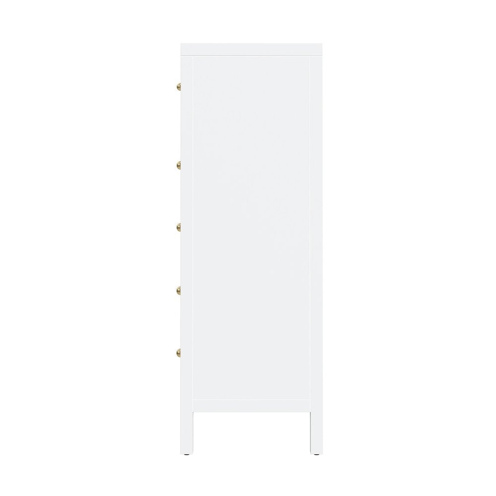 Nora 36 in. W Rectangular Wood 5 Drawer Tall Dresser, Smooth White
