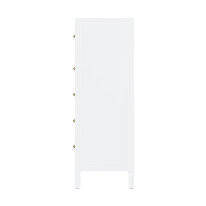 Nora 36 in. W Rectangular Wood 5 Drawer Tall Dresser, Smooth White