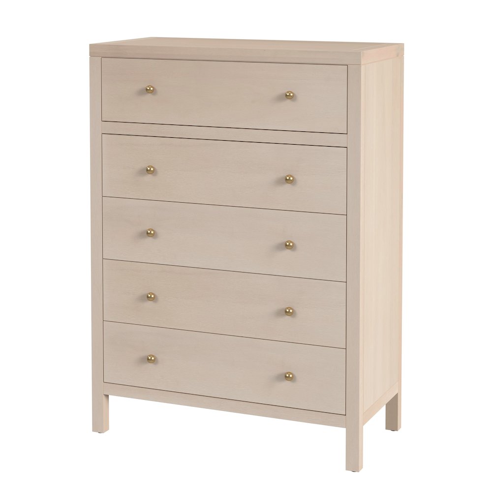 Nora 36 in. W Rectangular Wood 5 Drawer Tall Dresser, Taupe