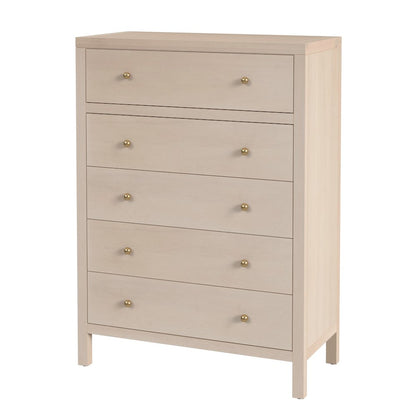 Nora 36 in. W Rectangular Wood 5 Drawer Tall Dresser, Taupe