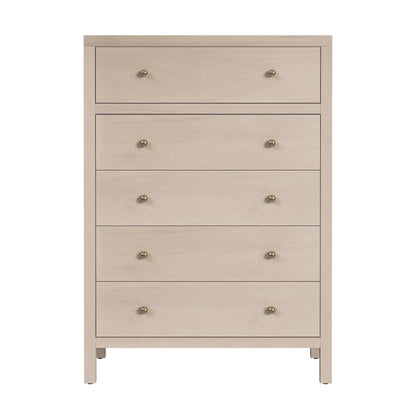 Nora 36 in. W Rectangular Wood 5 Drawer Tall Dresser, Taupe