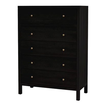 Nora 36 in. W Rectangular Wood 5 Drawer Tall Dresser, Coffee