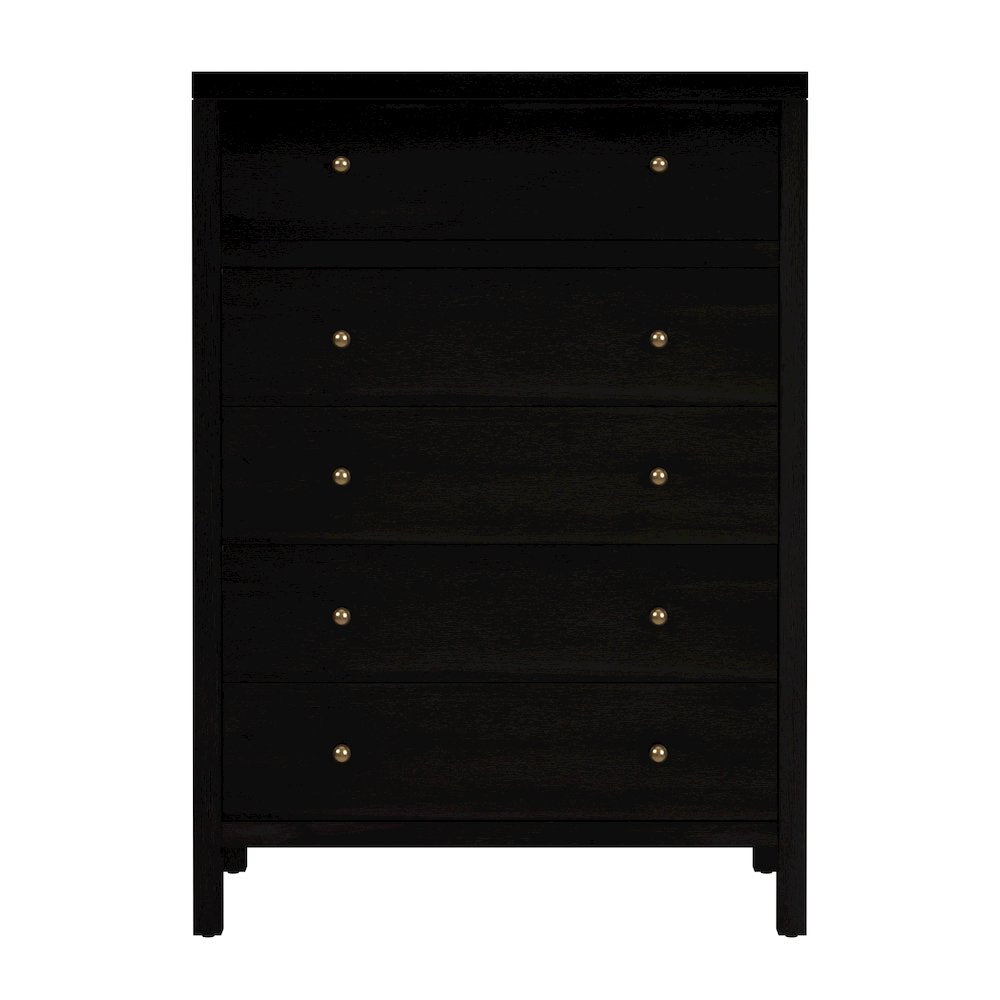 Nora 36 in. W Rectangular Wood 5 Drawer Tall Dresser, Coffee