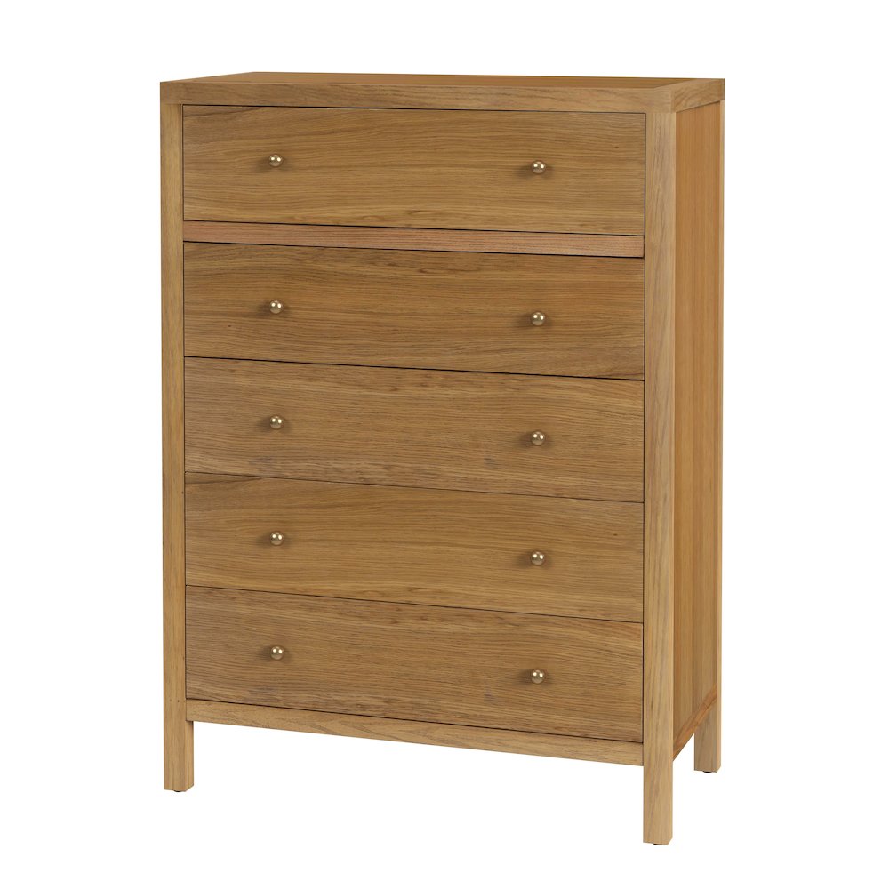 Nora 36 in. W Rectangular Wood 5 Drawer Tall Dresser, Natural