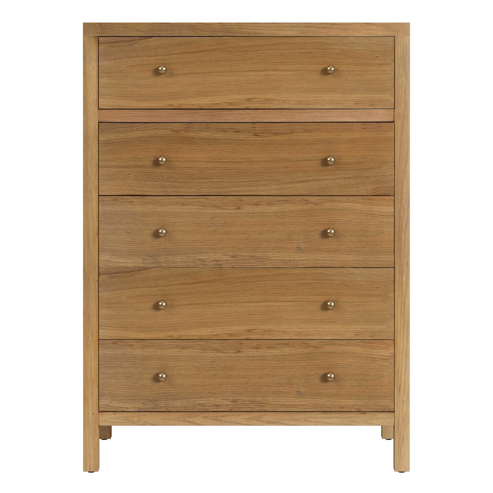 Nora 36 in. W Rectangular Wood 5 Drawer Tall Dresser, Natural