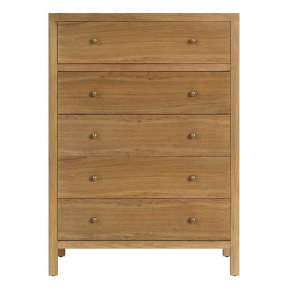 Nora 36 in. W Rectangular Wood 5 Drawer Tall Dresser, Natural