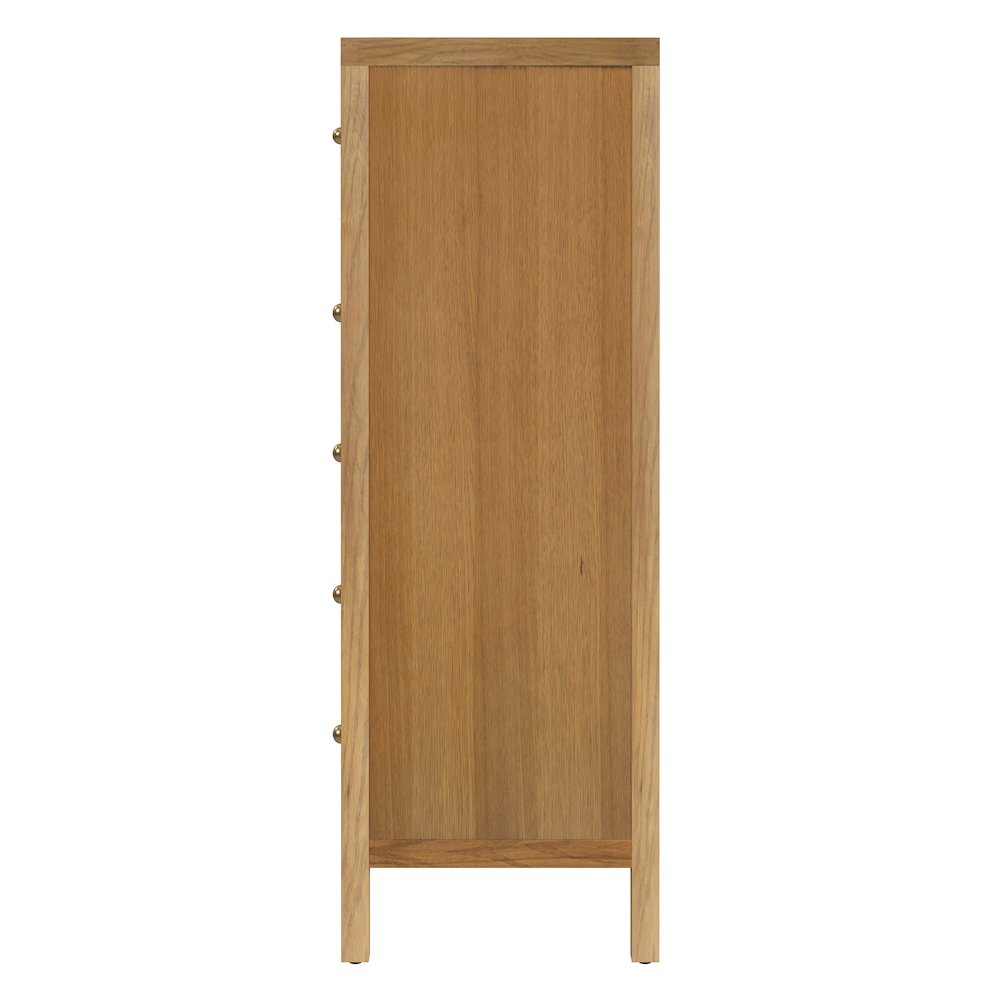 Nora 36 in. W Rectangular Wood 5 Drawer Tall Dresser, Natural