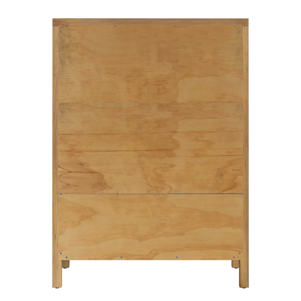 Nora 36 in. W Rectangular Wood 5 Drawer Tall Dresser, Natural