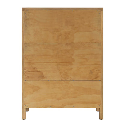 Nora 36 in. W Rectangular Wood 5 Drawer Tall Dresser, Natural