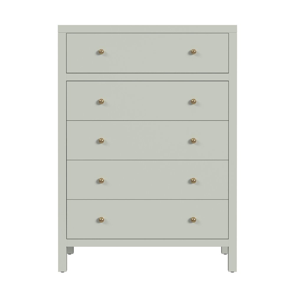 Nora 36 in. W Rectangular Wood 5 Drawer Tall Dresser, Sage Green