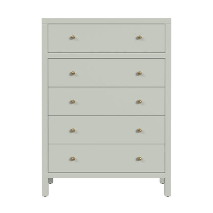 Nora 36 in. W Rectangular Wood 5 Drawer Tall Dresser, Sage Green