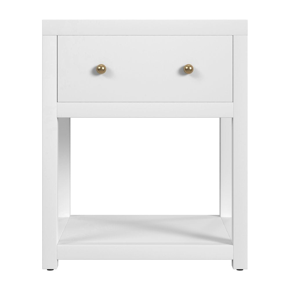 21 in. W Rectangular Wood 1 Drawer Small Nightstand with Lower Open Shelf