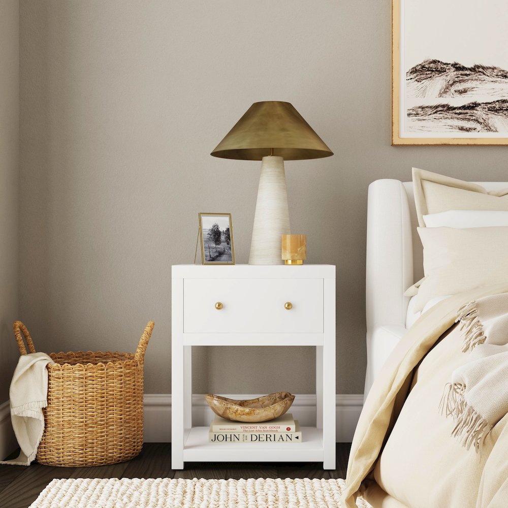 21 in. W Rectangular Wood 1 Drawer Small Nightstand with Lower Open Shelf