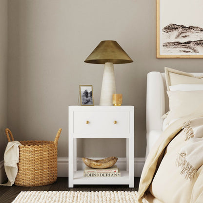 21 in. W Rectangular Wood 1 Drawer Small Nightstand with Lower Open Shelf