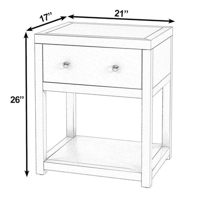 21 in. W Rectangular Wood 1 Drawer Small Nightstand with Lower Open Shelf