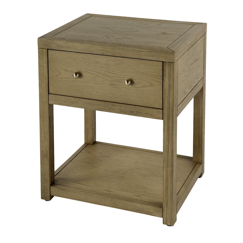 21 in. W Rectangular Wood 1 Drawer Small Nightstand with Lower Open Shelf