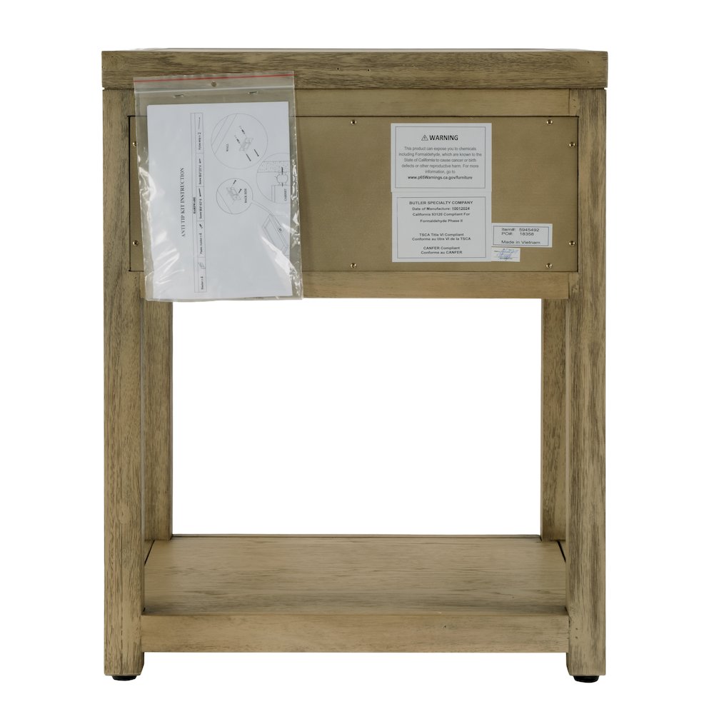 21 in. W Rectangular Wood 1 Drawer Small Nightstand with Lower Open Shelf